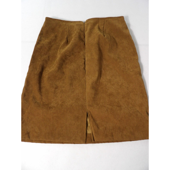 Derek Heart Pencil Skirt 13/14 Faux Suede Brown Minimalist Casule Office Modest - Picture 9 of 12